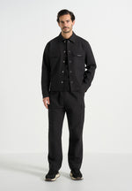 Rayan - Textured Cargo Trousers - Black