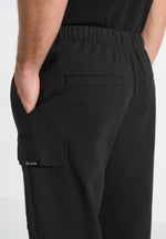 Rayan - Textured Cargo Trousers - Black