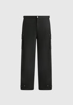 Mathis - Twill Signature Wide Leg Cargo Trousers - Black