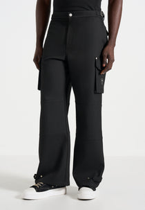 Mathis - Twill Signature Wide Leg Cargo Trousers - Black