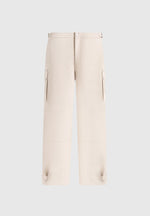 Mathis - Twill Signature Wide Leg Cargo Trousers - Beige