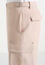 Mathis - Twill Signature Wide Leg Cargo Trousers - Beige