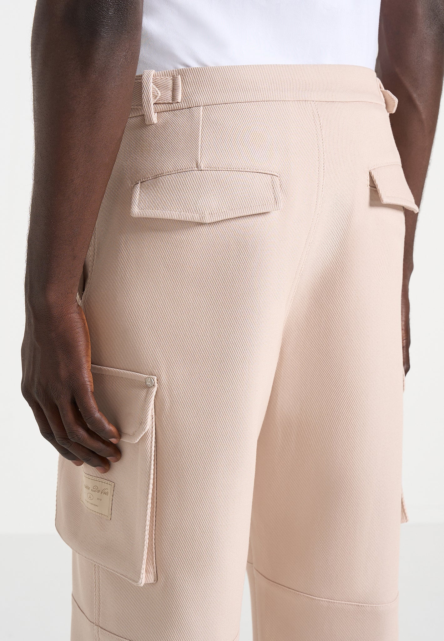 Mathis - Twill Signature Wide Leg Cargo Trousers - Beige