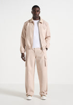 Mathis - Twill Signature Wide Leg Cargo Trousers - Beige