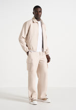 Mathis - Twill Signature Wide Leg Cargo Trousers - Beige