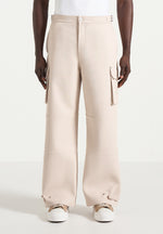 Mathis - Twill Signature Wide Leg Cargo Trousers - Beige