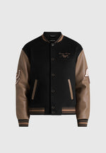 Equestrian Wool-Blend Varsity Jacket - Black