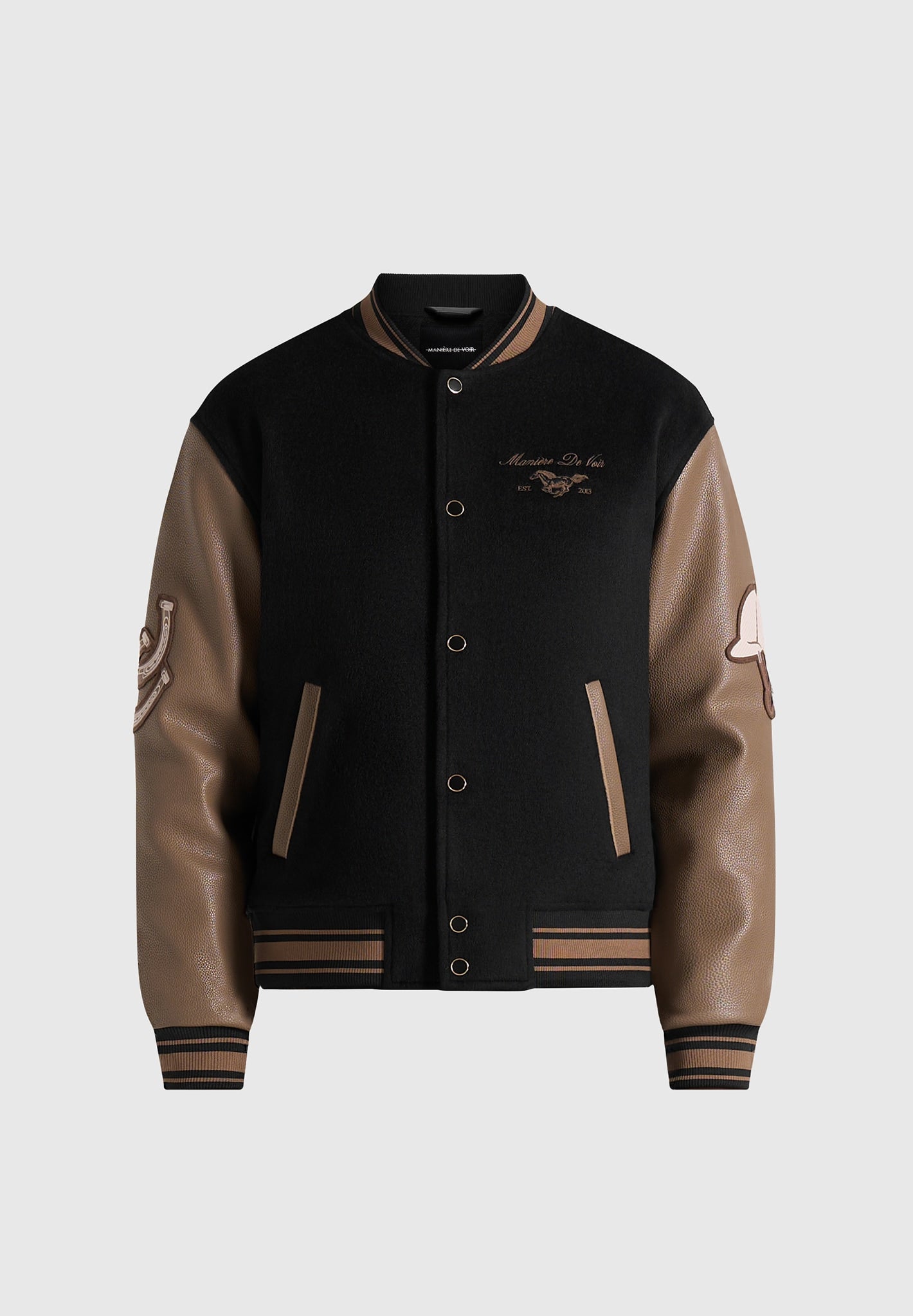 Amaury - Equestrian Wool-Blend Varsity Jacket - Black
