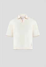 Lenny - Boxy Polo Shirt With Whipstitch Detail - Cream