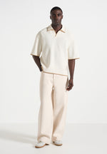 Lenny - Boxy Polo Shirt With Whipstitch Detail - Cream