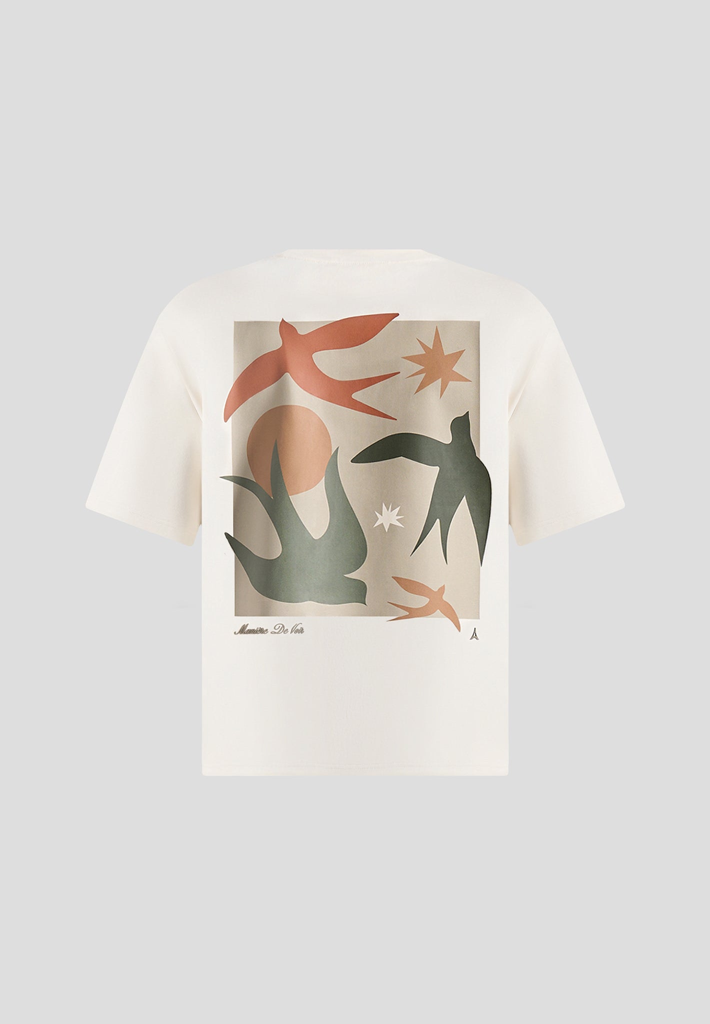 Thibault - Bird Detail Cotton T-Shirt - Cream