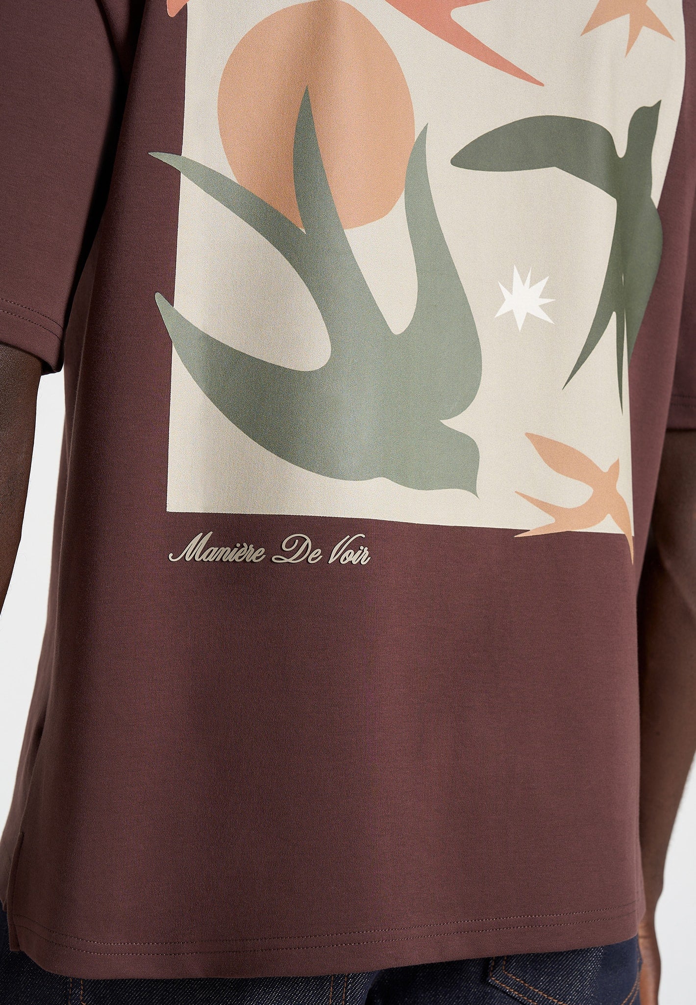 Thibault - Bird Detail Cotton T-Shirt - Brown