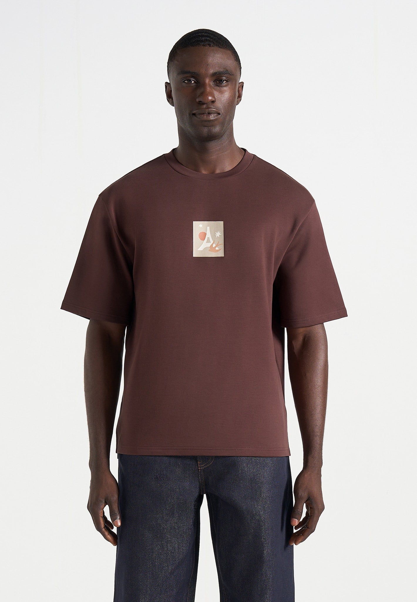 Thibault - Bird Detail Cotton T-Shirt - Brown