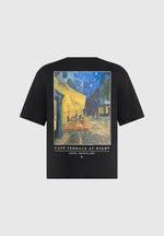 Anders - Cafe Terrace At Night Cotton T-Shirt - Black