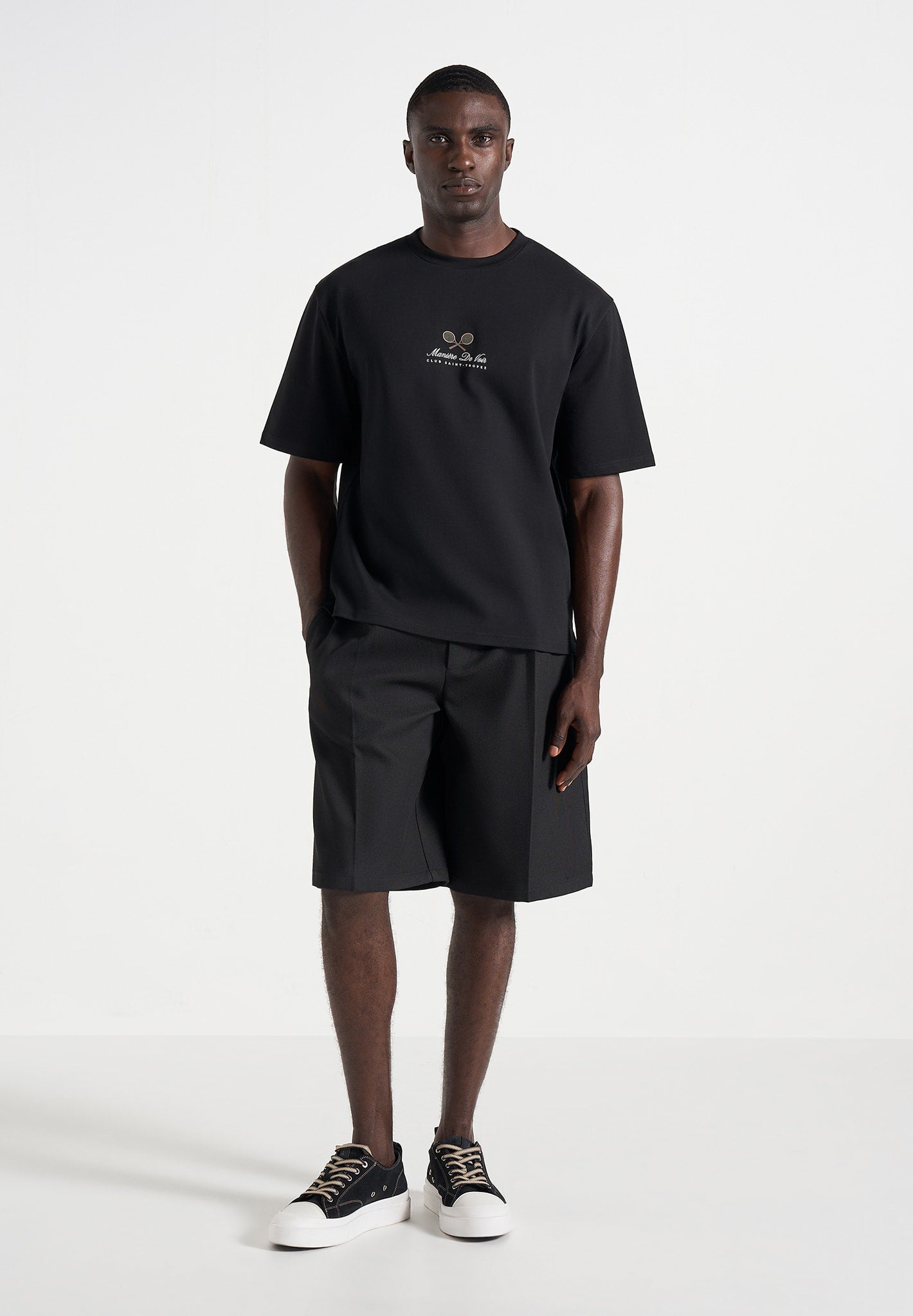 Aaron - Club Saint-Tropez Cotton T-Shirt - Black