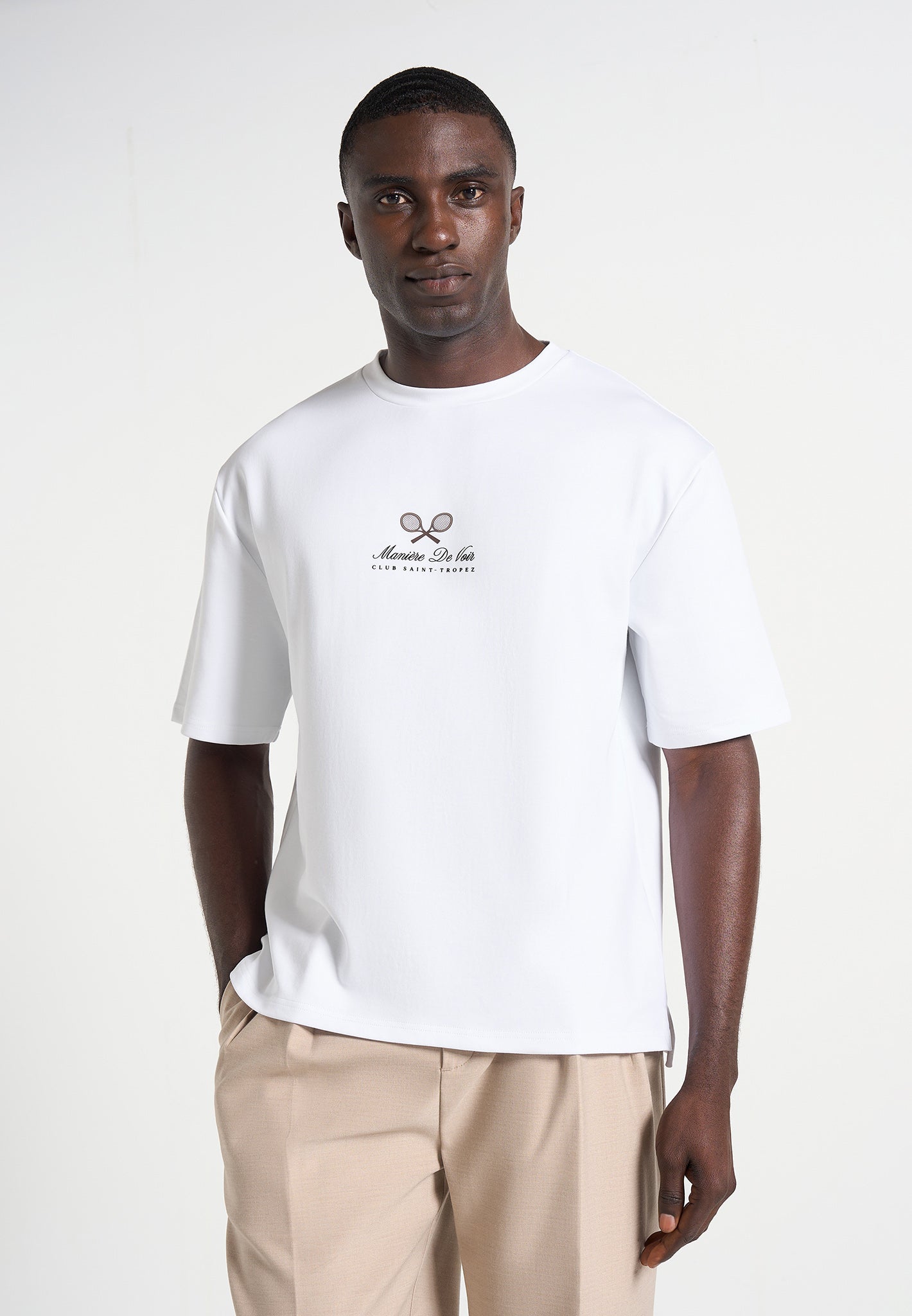Aaron - Club Saint-Tropez Cotton T-Shirt - White 