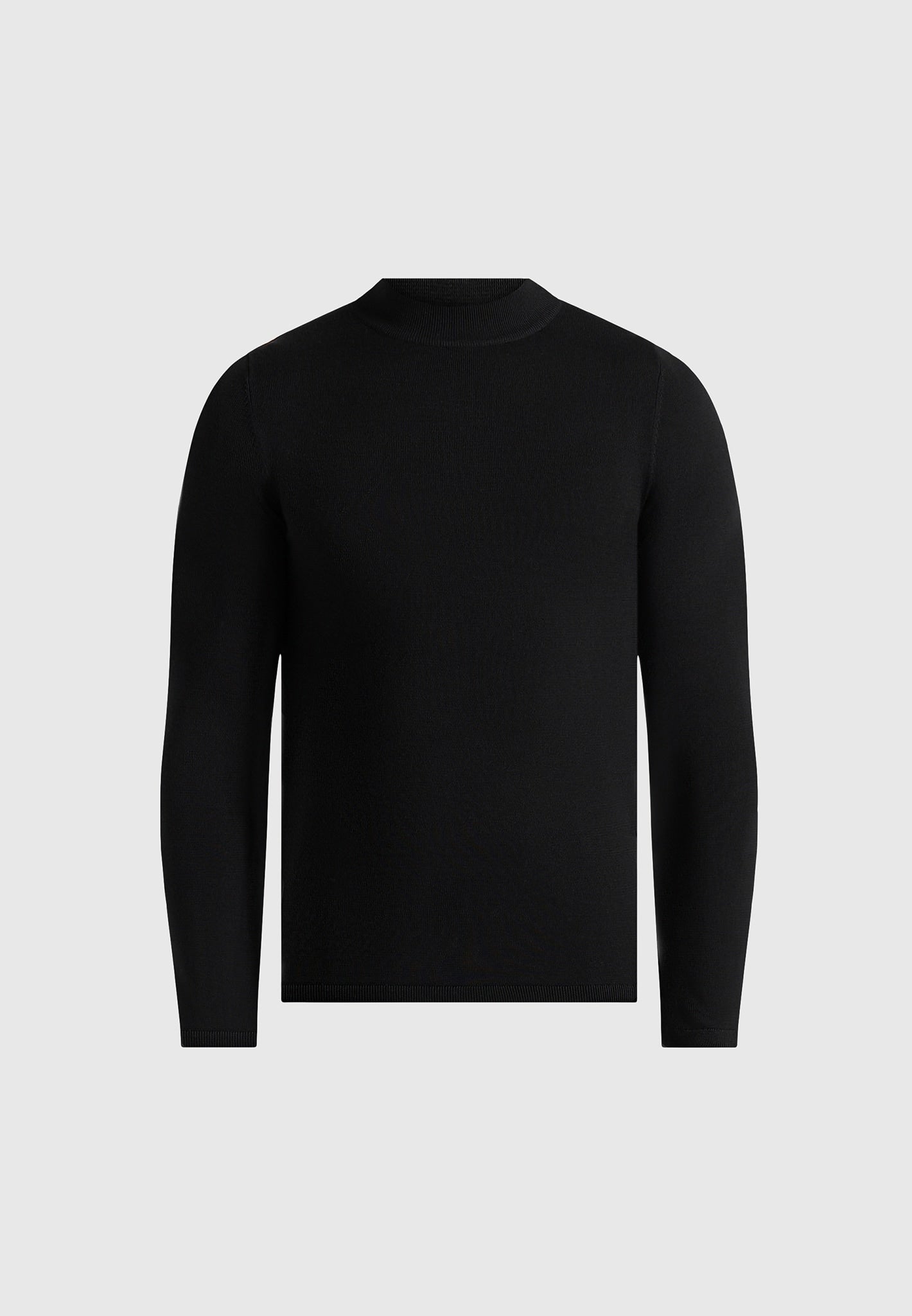 KW003 - Fitted Mock Neck Wool-Blend Jumper - Black