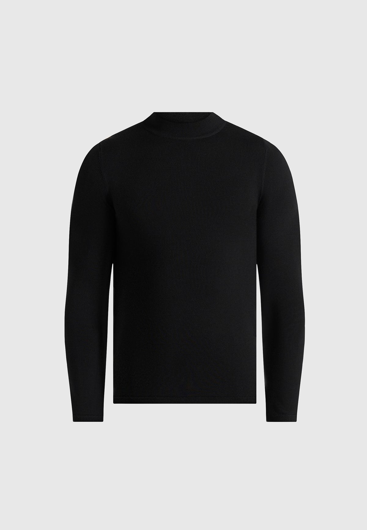 KW003 - Fitted Mock Neck Wool-Blend Jumper - Black