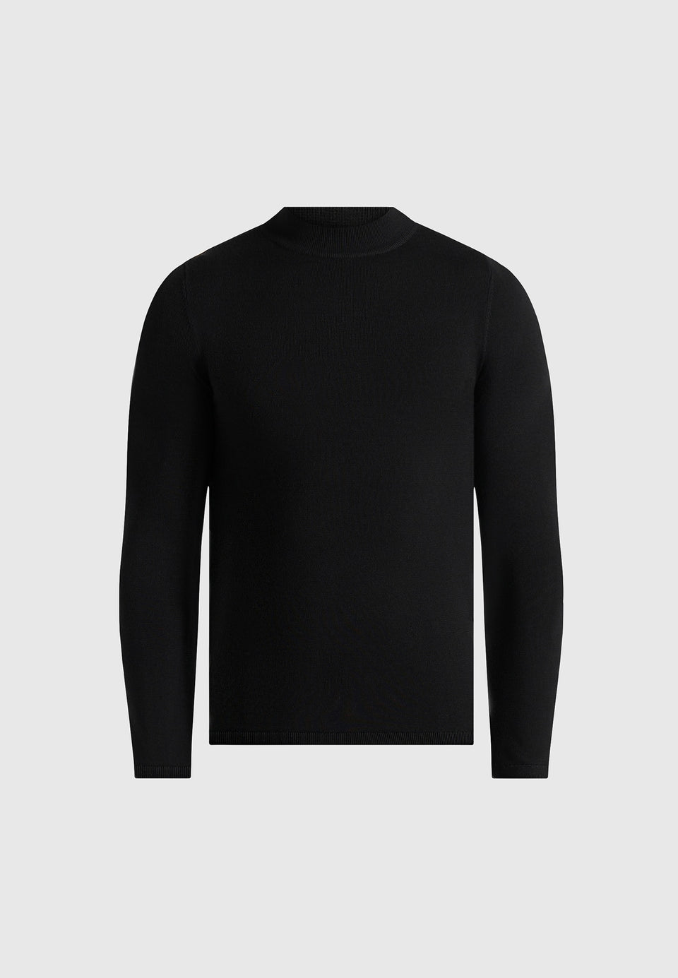 KW003 - Fitted Mock Neck Wool-Blend Jumper - Black