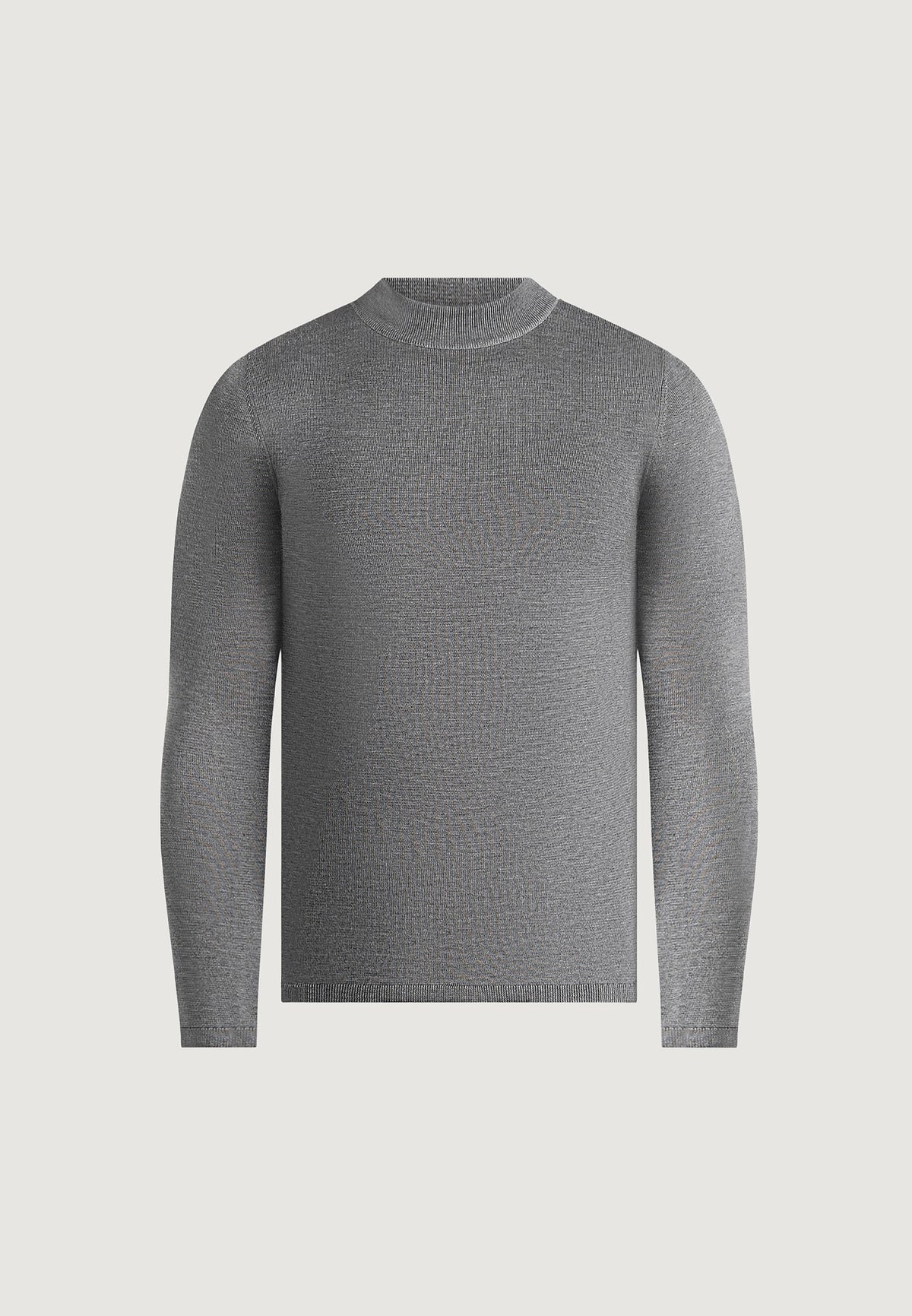 KW003 - Fitted Mock Neck Wool-Blend Jumper - Grey