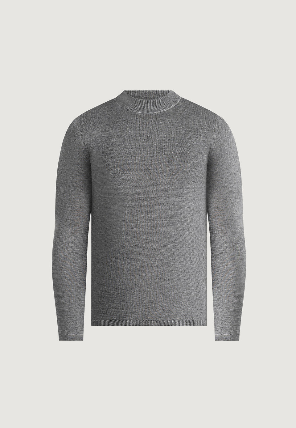 KW003 - Fitted Mock Neck Wool-Blend Jumper - Grey