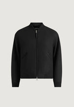 Leandro - Herringbone Brushed Wool Bomber Jacket - Black