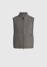 Levi - Herringbone Wool Zip Gilet - Grey