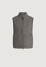 Levi - Herringbone Wool Zip Gilet - Grey