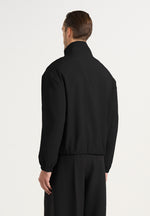 Ace - Boxy Cropped Wool-Blend Track Jacket - Black