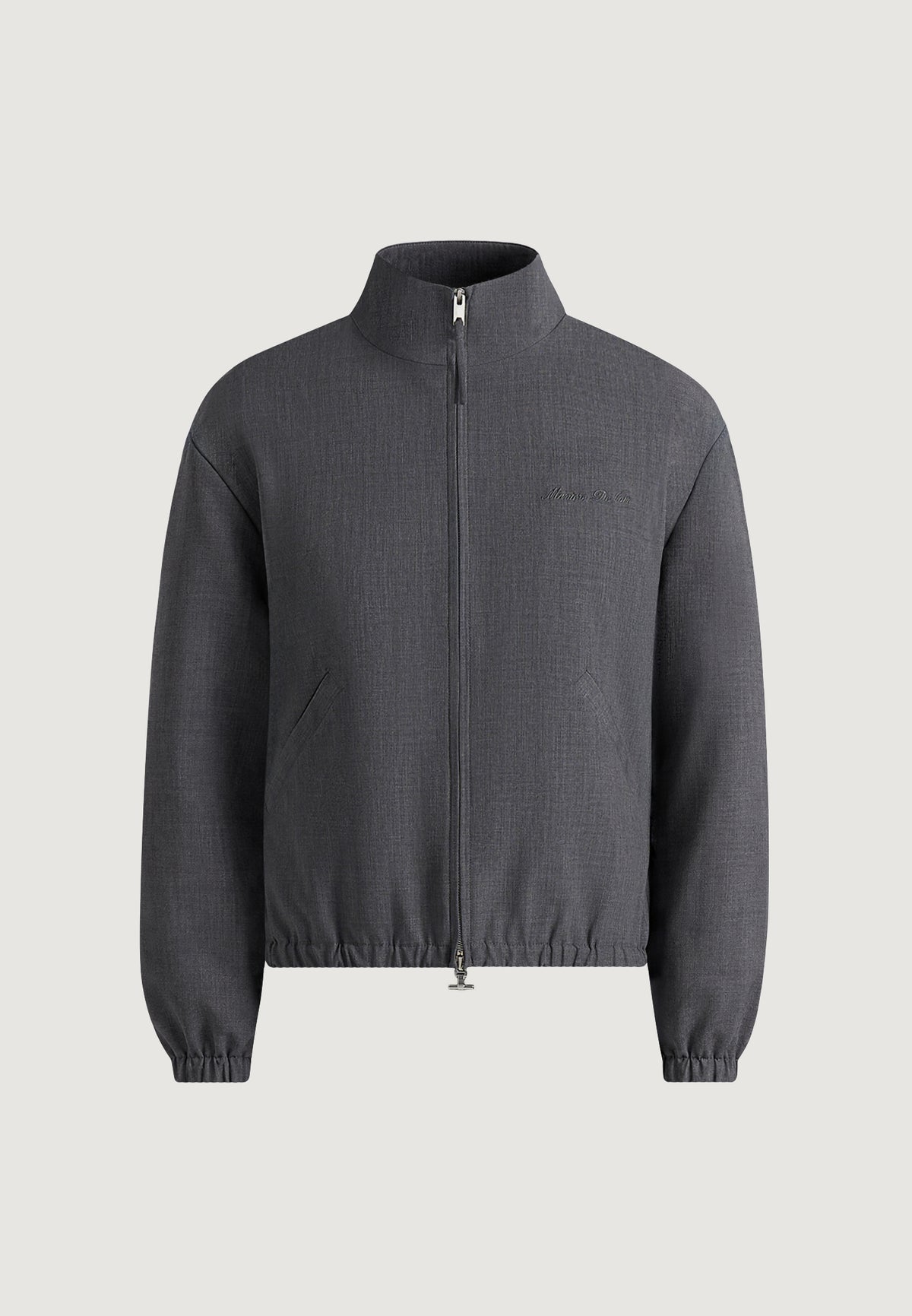 Ace - Boxy Cropped Wool-Blend Track Jacket - Grey