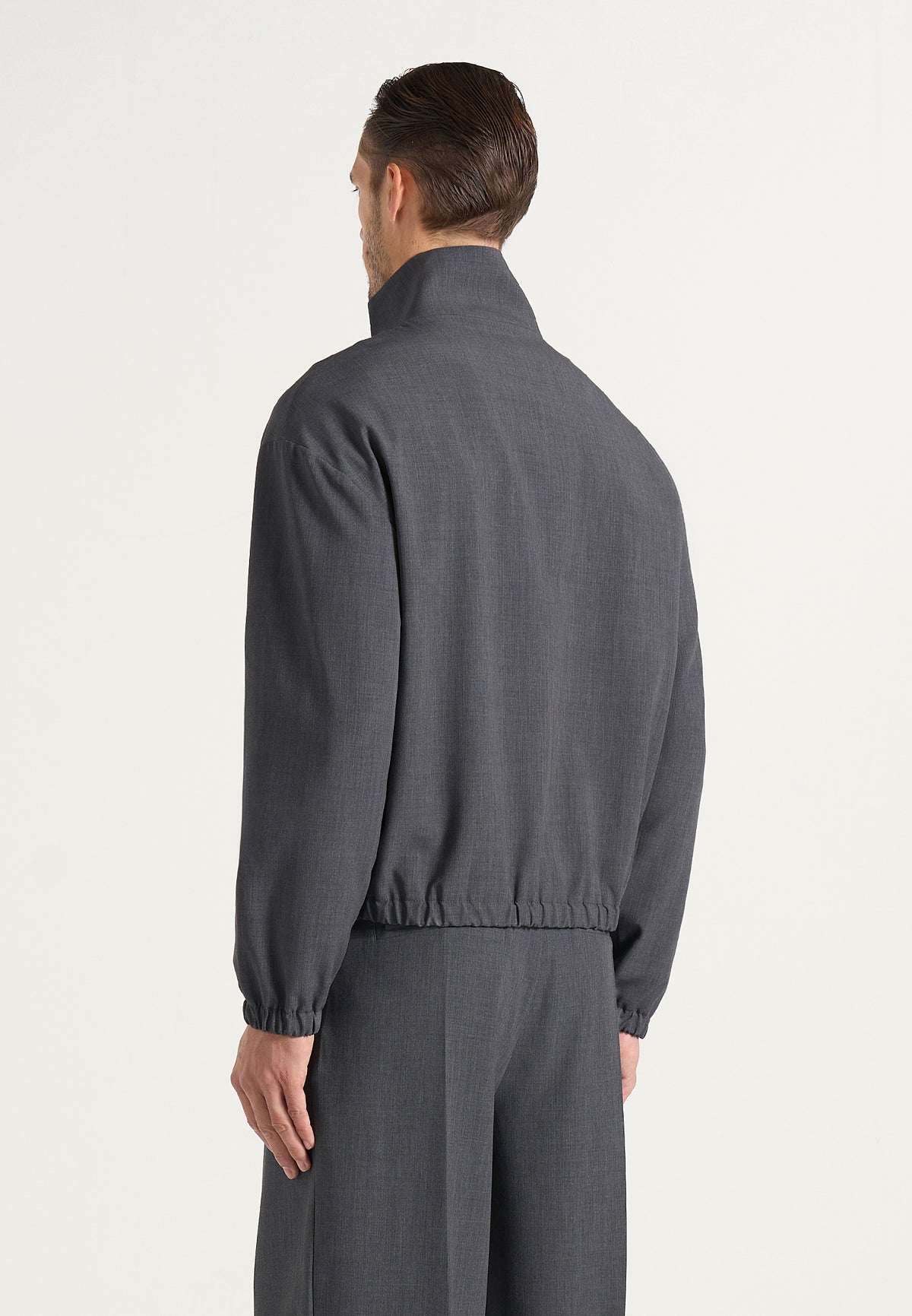 Ace - Boxy Cropped Wool-Blend Track Jacket - Grey