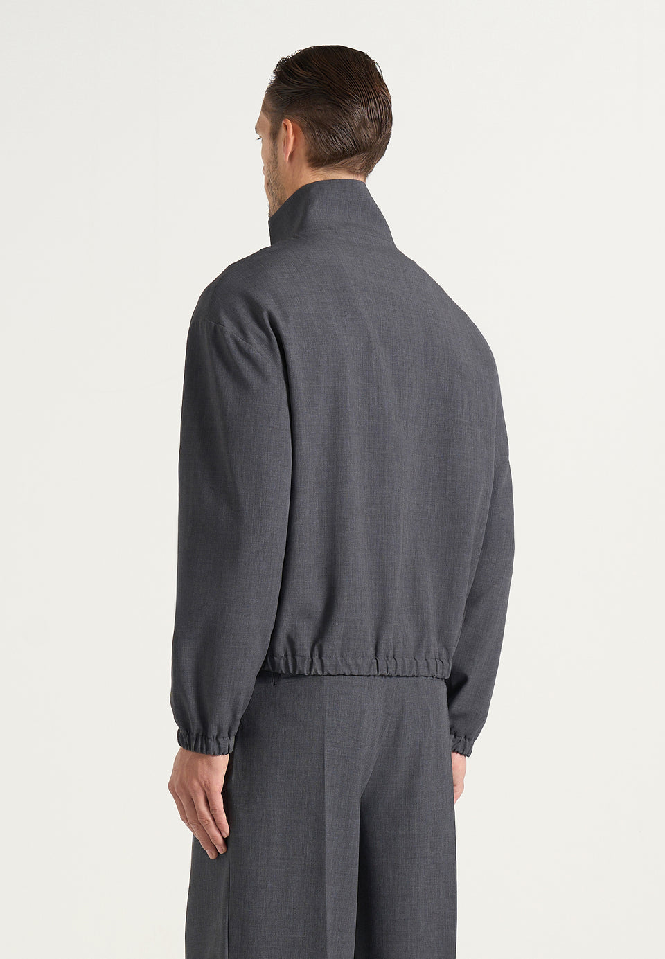 Ace - Boxy Cropped Wool-Blend Track Jacket - Grey