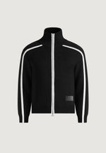 Malo - Contrast Piped Wool-Blend Zip-Through Cardigan - Black
