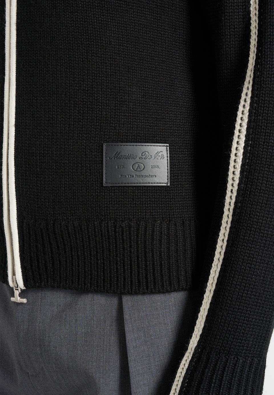 Malo - Contrast Piped Wool-Blend Zip-Through Cardigan - Black