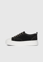 Vienna - Suede Contrast Stitch Sneaker - Black