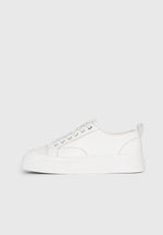 Vienna - Leather Contrast Stitch Sneakers - White
