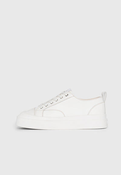 Vienna - Leather Contrast Stitch Sneakers - White