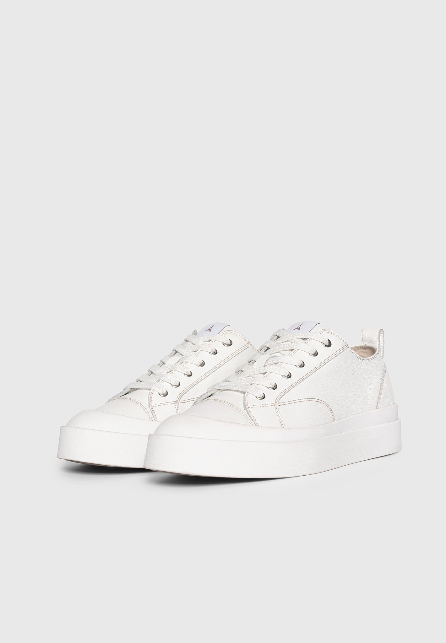 Vienna - Leather Contrast Stitch Sneakers - White