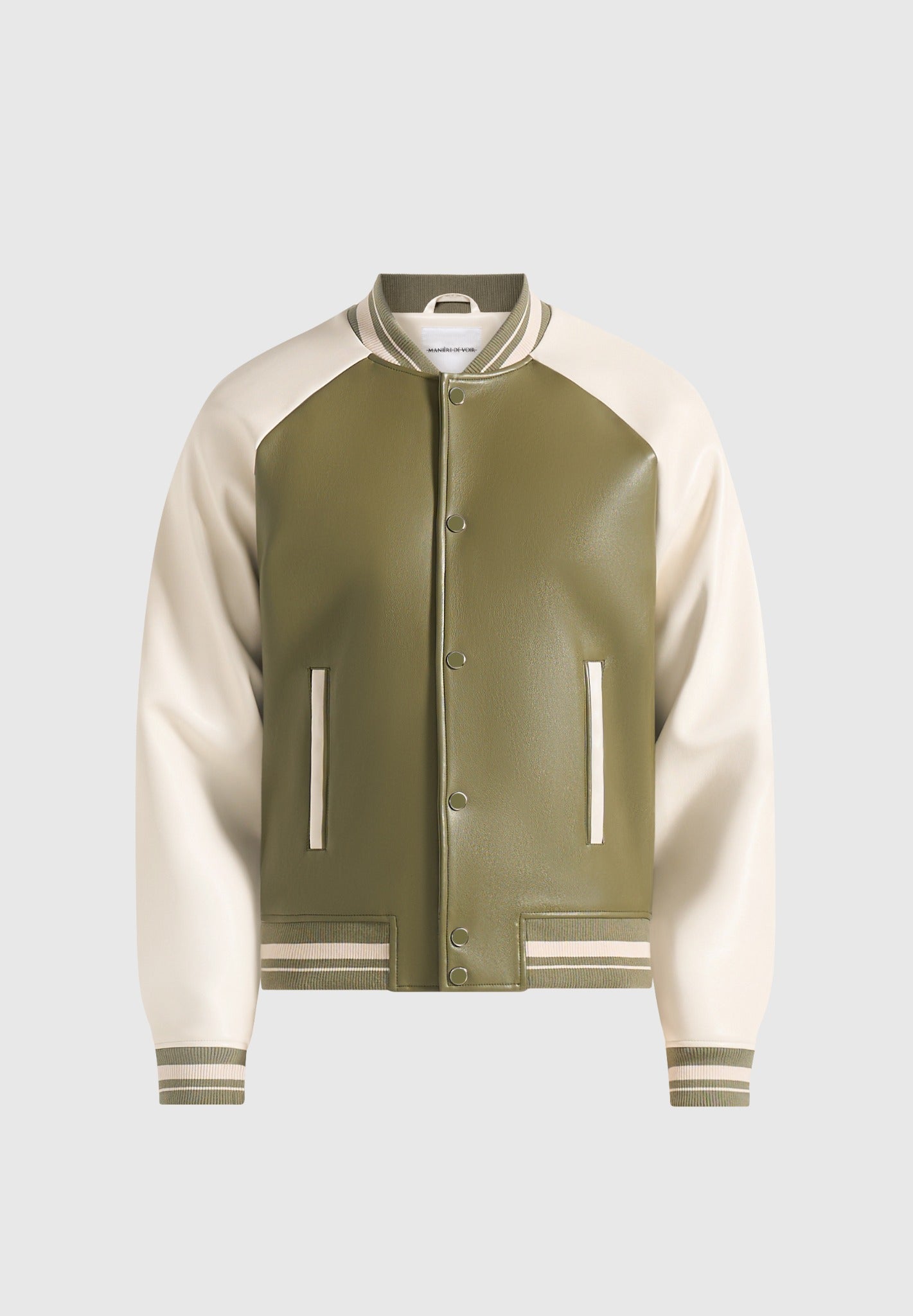 guy-contrast-leather-bomber-jacket-olive-cream