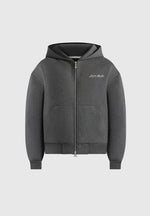 Zia - Unisex Signature Relaxed Fit Zip Hoodie - Charcoal Grey