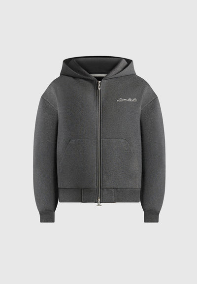 JS002 - Unisex Signature Relaxed Fit Zip Hoodie - Charcoal Grey