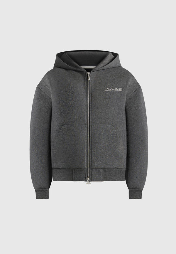 JS002 - Unisex Signature Relaxed Fit Zip Hoodie - Charcoal Grey