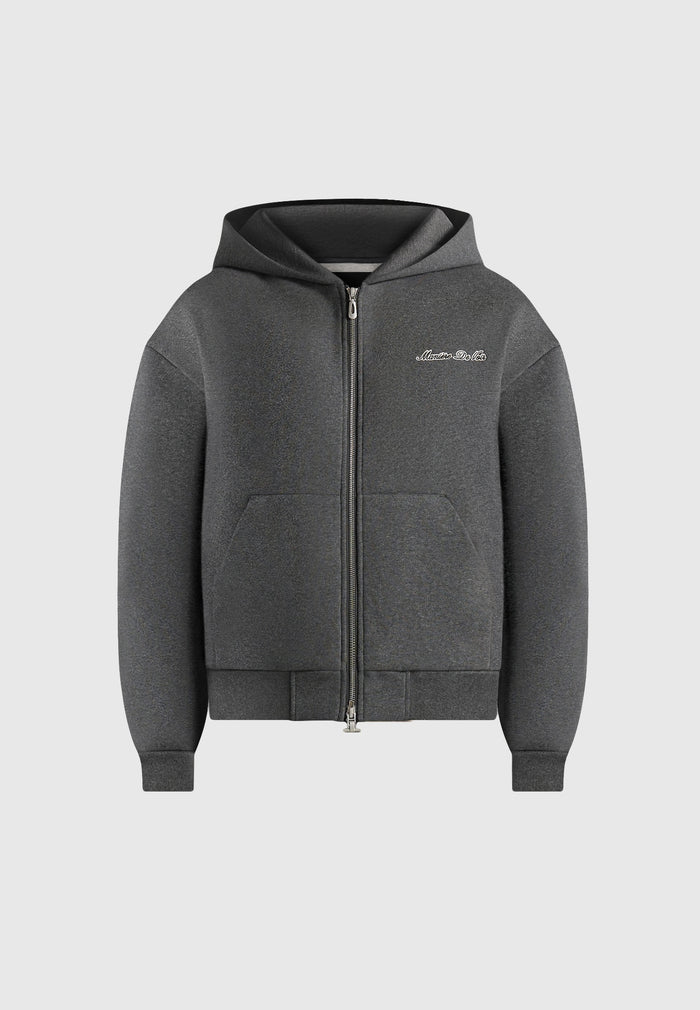 JS002 - Unisex Signature Relaxed Fit Zip Hoodie - Charcoal Grey