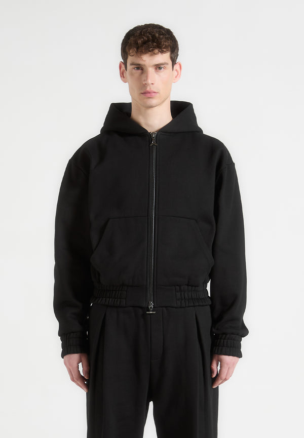 Florian - Cropped Zip Hoodie - Black