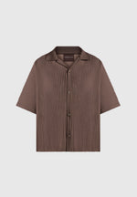 Justin - Pleated Boxy Shirt - Brown