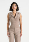 Thea - Mesh Ruched Waistcoat - Mushroom