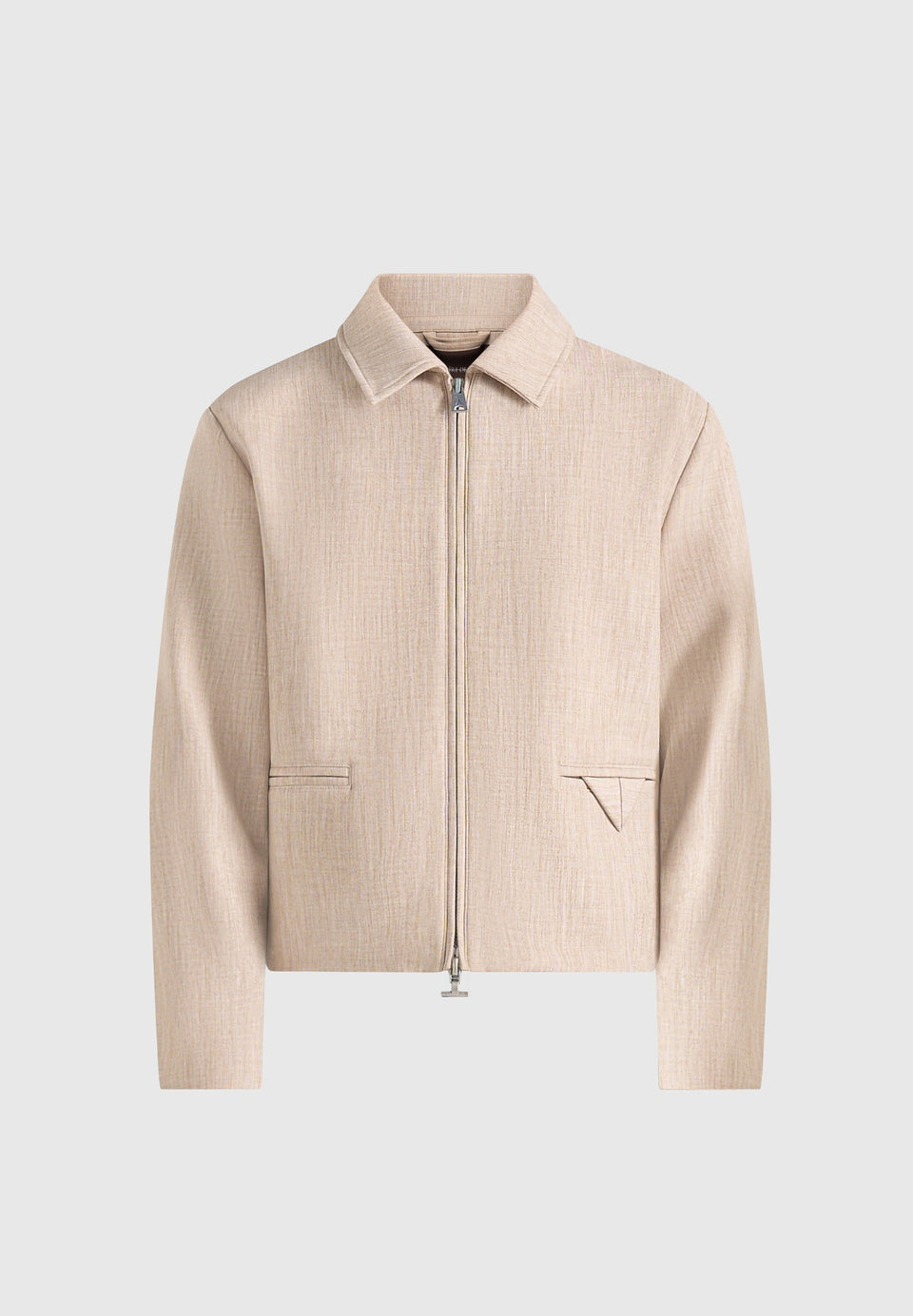 amir-boxy-hatched-harrington-jacket-beige