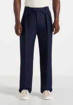 Pierre - Twin Pleat Tailored Trousers - Navy