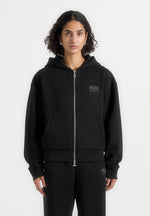 Ray - Unisex Neoprene Cropped Zip Hoodie - Black