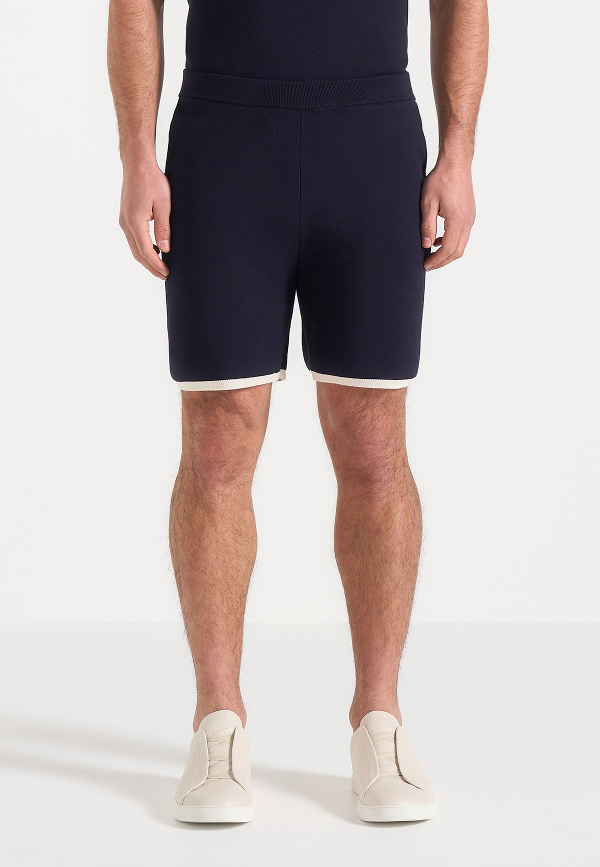 Regis - Contrast Detail Knit Shorts - Navy